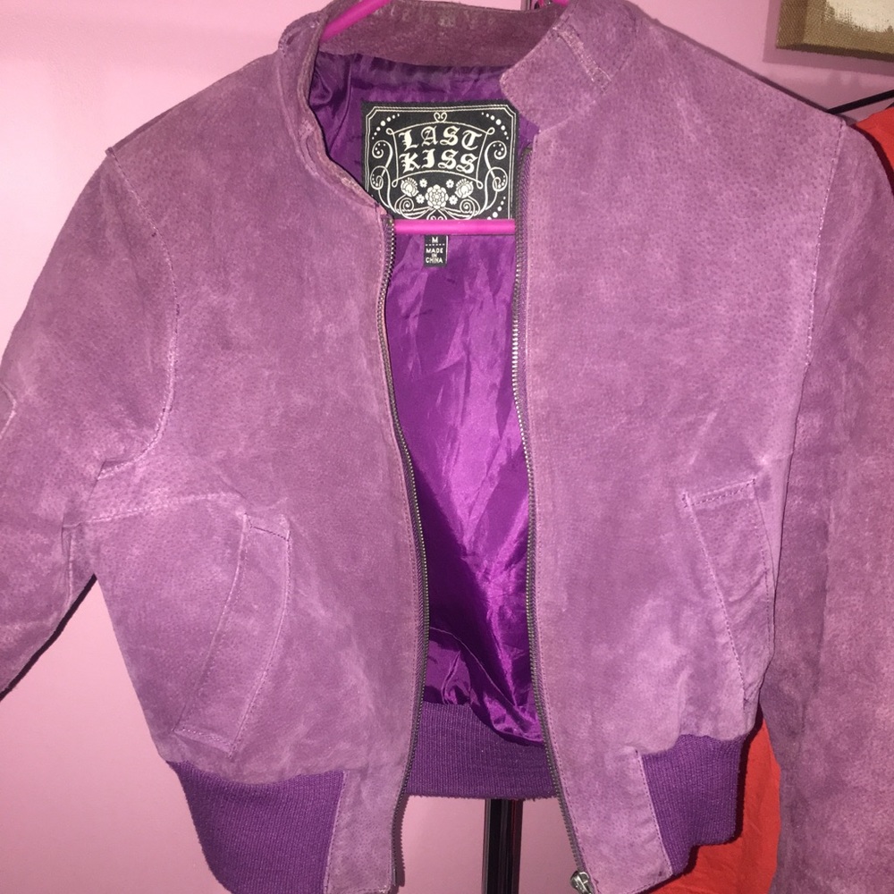 Purple Leather bomber